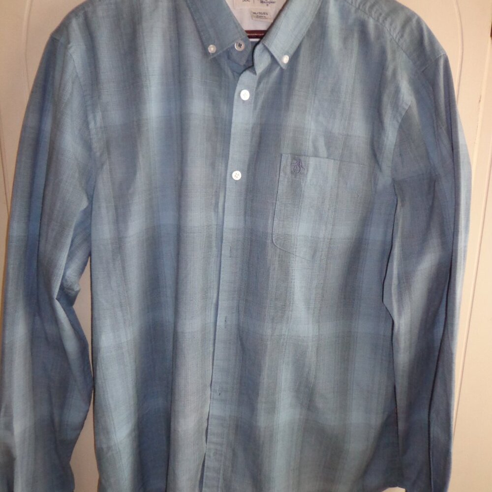 NWOT An Original Penguin by Munsingwear Button Down Blue Plaid Shirt XL/TG/EG - Picture 10 of 14